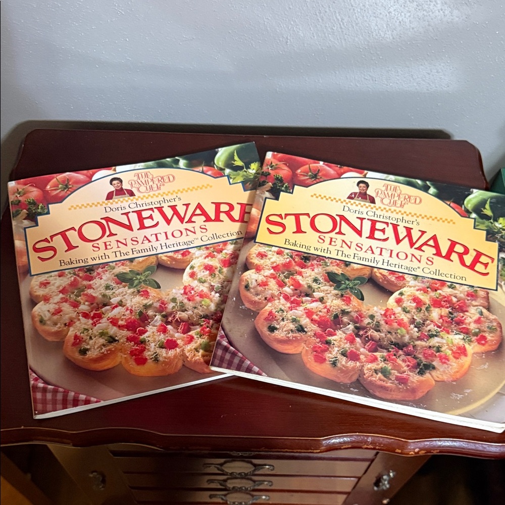 Pampered Chef Stoneware Baking Cookbook - Red and White